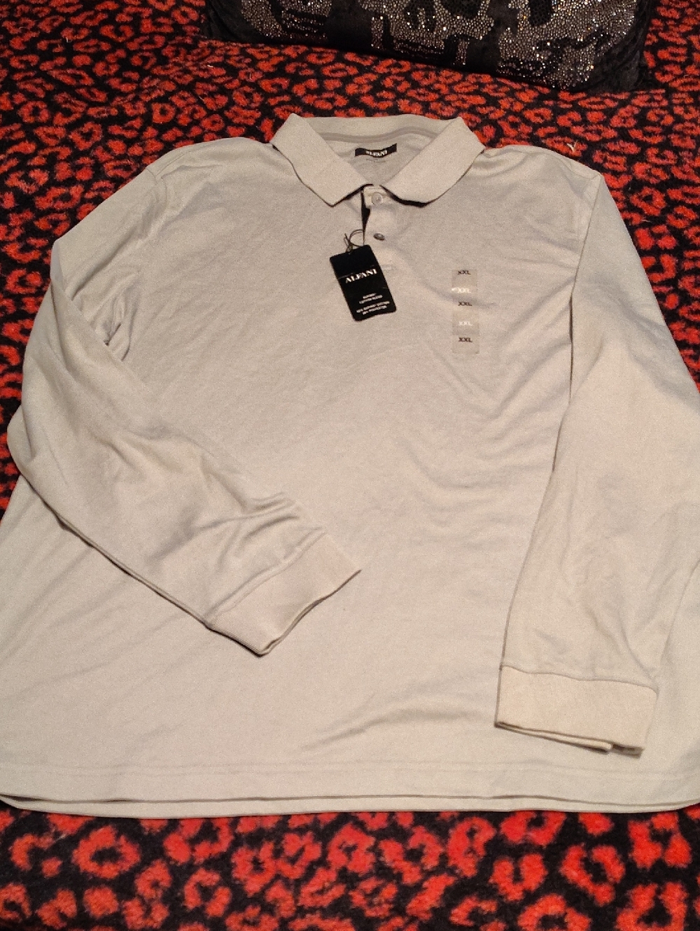 Alfani Men’s Long Sleeve Polo Shirt - Light Gray